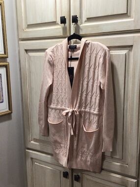 S. Christina Blush-Cream Pink 100% Cashmere Cardigan
